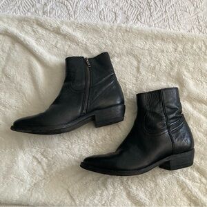 Frye Black Leather Ankle Booties